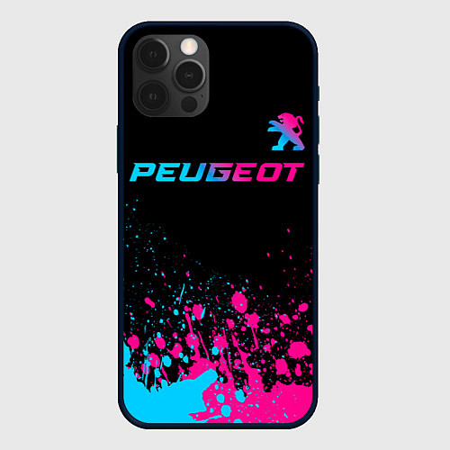 Чехол iPhone 12 Pro Peugeot - neon gradient: символ сверху / 3D-Черный – фото 1