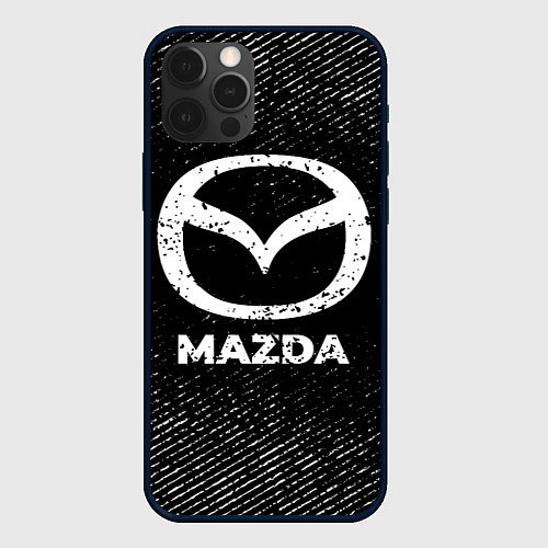 Чехол iPhone 12 Pro Mazda с потертостями на темном фоне / 3D-Черный – фото 1