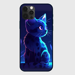 Чехол для iPhone 12 Pro Рисованный котенок, цвет: 3D-черный