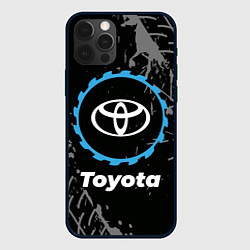 Чехол для iPhone 12 Pro Toyota в стиле Top Gear со следами шин на фоне, цвет: 3D-черный