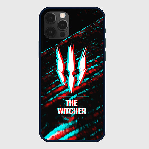 Чехол iPhone 12 Pro The Witcher в стиле glitch и баги графики на темно / 3D-Черный – фото 1