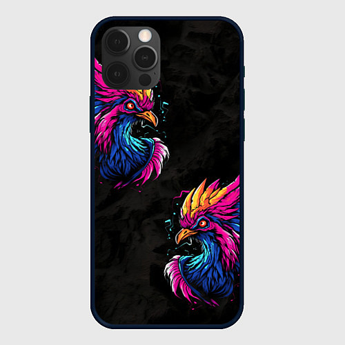 Чехол iPhone 12 Pro Киберпанк Птица / 3D-Черный – фото 1