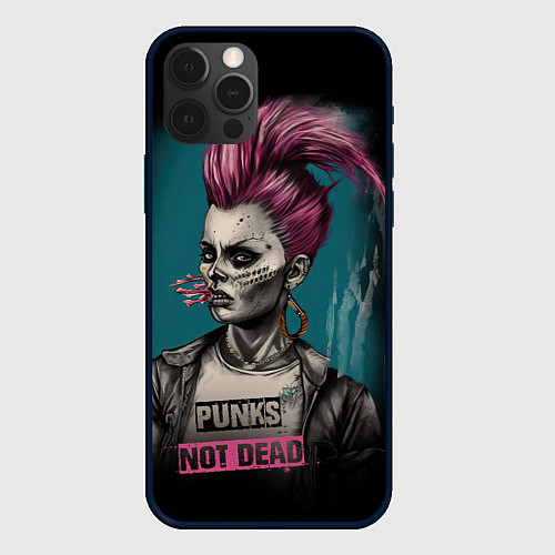 Чехол iPhone 12 Pro Punks no dead girl / 3D-Черный – фото 1