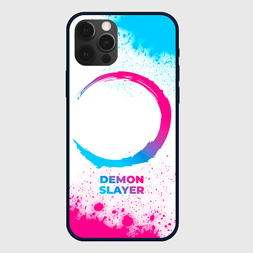 Чехол iPhone 12 Pro Demon Slayer neon gradient style / 3D-Черный – фото 1