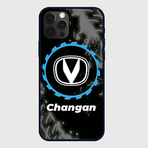 Чехол iPhone 12 Pro Changan в стиле Top Gear со следами шин на фоне / 3D-Черный – фото 1