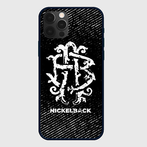 Чехол iPhone 12 Pro Nickelback с потертостями на темном фоне / 3D-Черный – фото 1