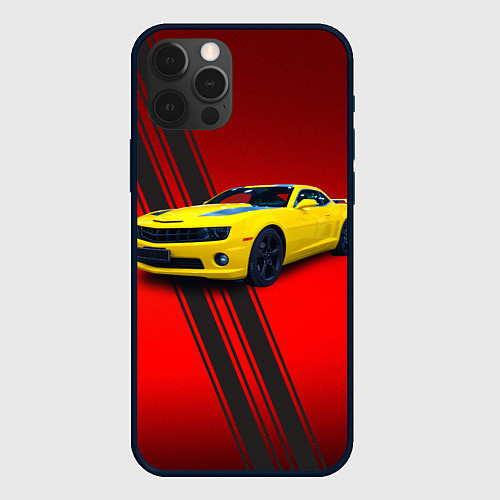 Чехол iPhone 12 Pro Спортивный американский автомобиль Chevrolet Camar / 3D-Черный – фото 1