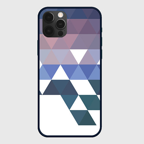 Чехол iPhone 12 Pro Абстрактные разноцветные треугольники в паттерне / 3D-Черный – фото 1