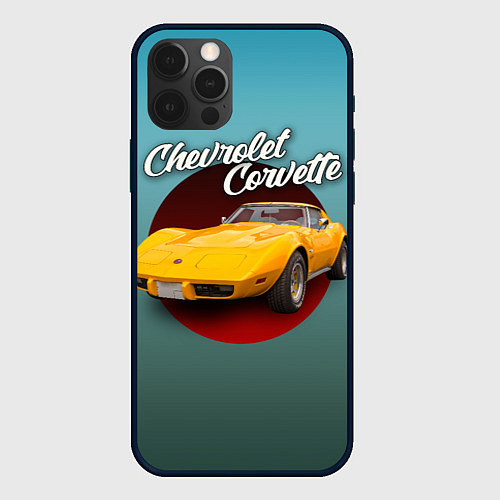 Чехол iPhone 12 Pro Классический спорткар Chevrolet Corvette Stingray / 3D-Черный – фото 1