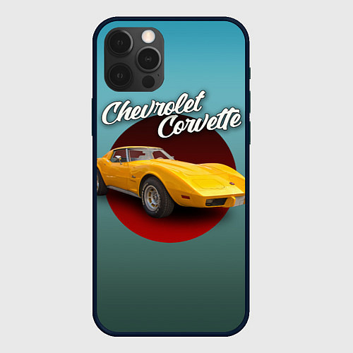 Чехол iPhone 12 Pro Американский спорткар Chevrolet Corvette Stingray / 3D-Черный – фото 1