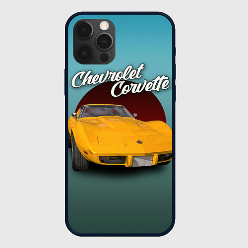 Чехол iPhone 12 Pro Американский спорткар Chevrolet Corvette Stingray / 3D-Черный – фото 1