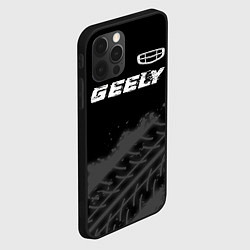 Чехол для iPhone 12 Pro Geely speed на темном фоне со следами шин: символ, цвет: 3D-черный — фото 2
