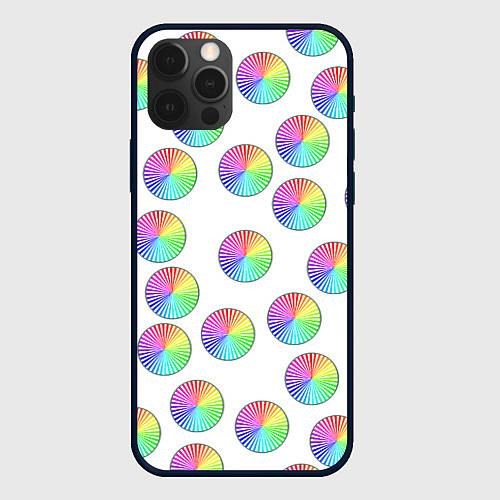 Чехол iPhone 12 Pro Круги с линиями, спектр / 3D-Черный – фото 1