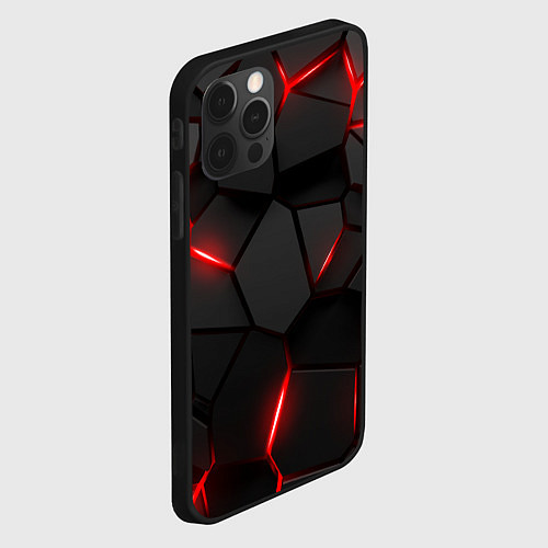 Чехол iPhone 12 Pro Плиты с красной подсветкой / 3D-Черный – фото 2