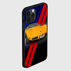 Чехол для iPhone 12 Pro Классический спорткар Chevrolet Corvette Stingray, цвет: 3D-черный — фото 2