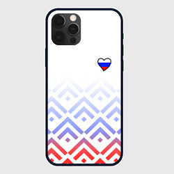Чехол iPhone 12 Pro Сердечко россии - треугольники