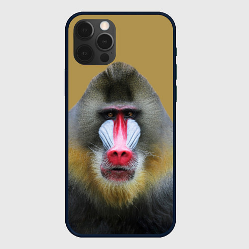 Чехол iPhone 12 Pro Мандрил обезьяна / 3D-Черный – фото 1