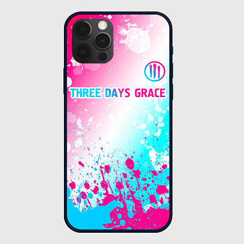 Чехол iPhone 12 Pro Three Days Grace neon gradient style: символ сверх / 3D-Черный – фото 1