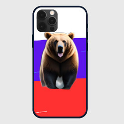 Чехол iPhone 12 Pro Медведь на флаге