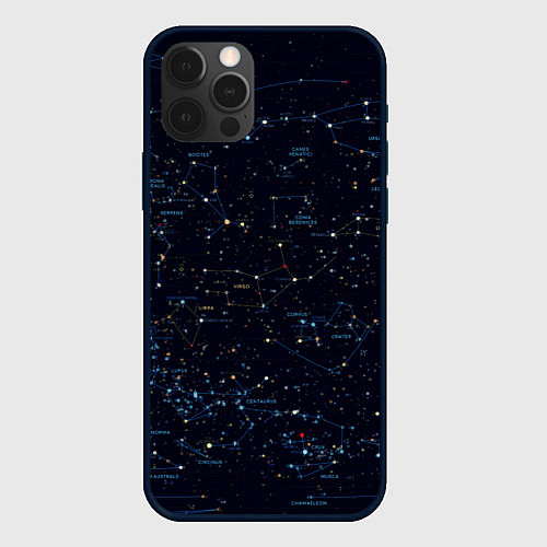 Чехол iPhone 12 Pro Звездное небо созвездия / 3D-Черный – фото 1