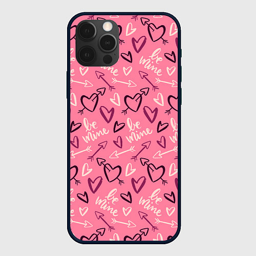 Чехол iPhone 12 Pro Be mine паттерн / 3D-Черный – фото 1