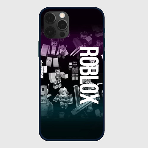 Чехол iPhone 12 Pro Роблокс персонажи под градиентом / 3D-Черный – фото 1