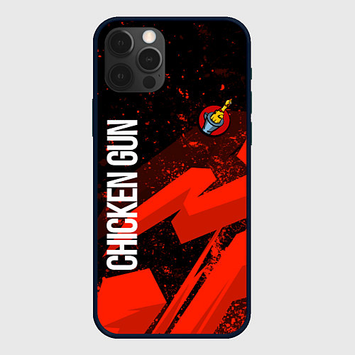Чехол iPhone 12 Pro Чикен ган - красная абстракция / 3D-Черный – фото 1