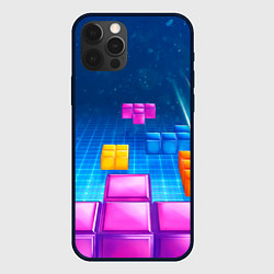 Чехол для iPhone 12 Pro Падающие сверху блоки тетриса, цвет: 3D-черный