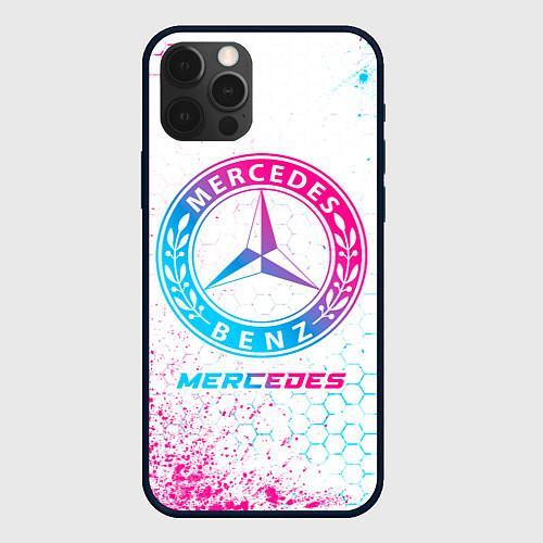 Чехол iPhone 12 Pro Mercedes neon gradient style / 3D-Черный – фото 1