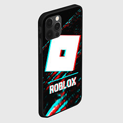 Чехол для iPhone 12 Pro Roblox в стиле glitch и баги графики на темном фон, цвет: 3D-черный — фото 2