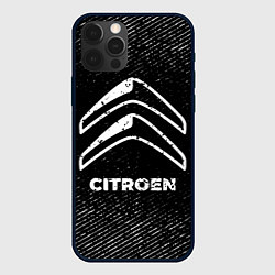 Чехол для iPhone 12 Pro Citroen с потертостями на темном фоне, цвет: 3D-черный