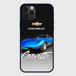 Чехол iPhone 12 Pro Синий Chevrolet Corvette 70-х годов