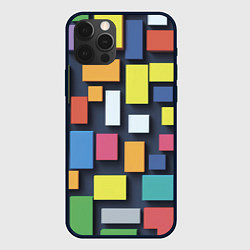 Чехол для iPhone 12 Pro Тетрис цветные кубики, цвет: 3D-черный