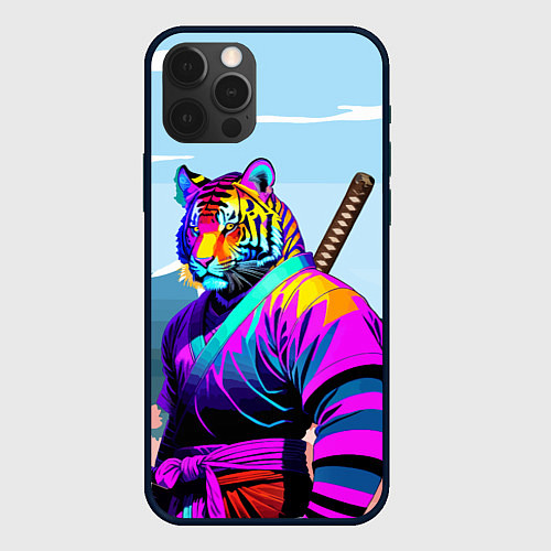 Чехол iPhone 12 Pro Тигр-самурай - Япония / 3D-Черный – фото 1