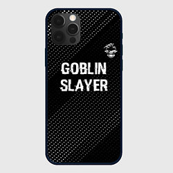 Чехол iPhone 12 Pro Goblin Slayer glitch на темном фоне: символ сверху