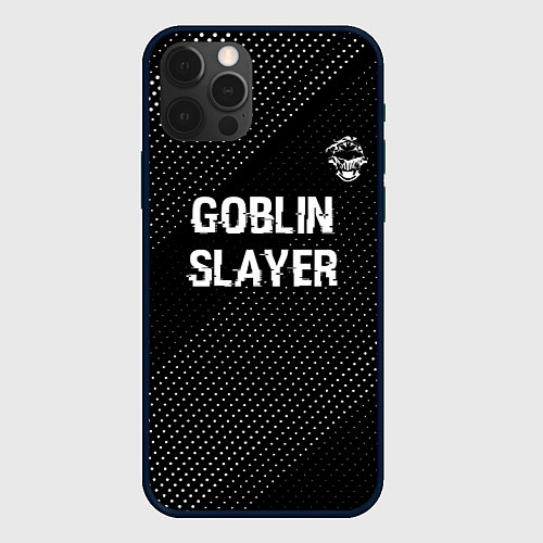 Чехол iPhone 12 Pro Goblin Slayer glitch на темном фоне: символ сверху / 3D-Черный – фото 1