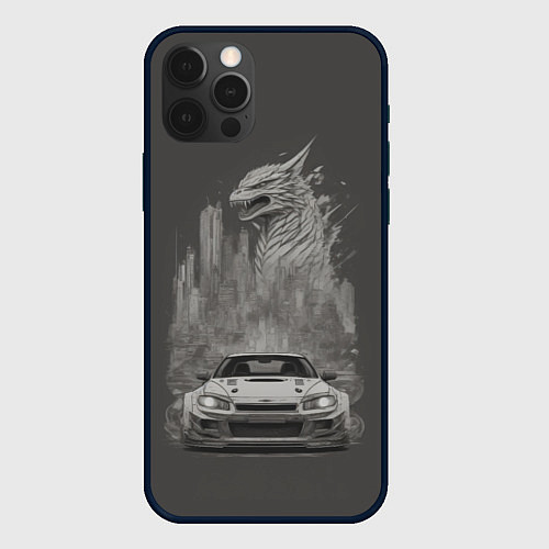 Чехол iPhone 12 Pro Godzilla car / 3D-Черный – фото 1