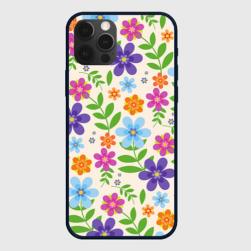 Чехол iPhone 12 Pro Цветочное царство / 3D-Черный – фото 1