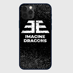 Чехол iPhone 12 Pro Imagine Dragons с потертостями на темном фоне