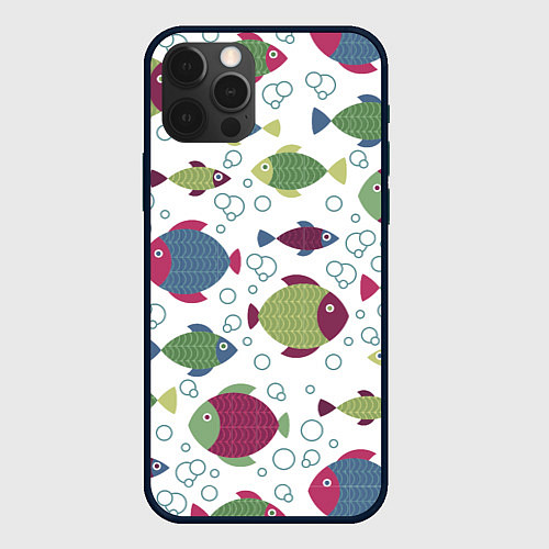 Чехол iPhone 12 Pro Милые рыбки / 3D-Черный – фото 1