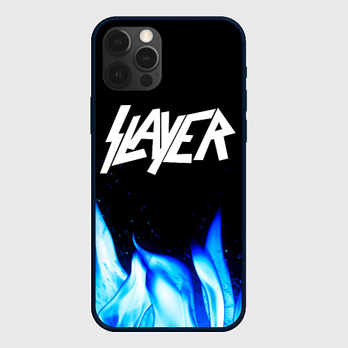 Чехол iPhone 12 Pro Slayer blue fire / 3D-Черный – фото 1
