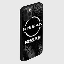 Чехол для iPhone 12 Pro Nissan с потертостями на темном фоне, цвет: 3D-черный — фото 2