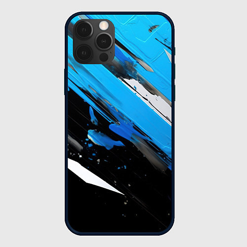 Чехол iPhone 12 Pro Black blue white / 3D-Черный – фото 1