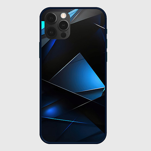 Чехол iPhone 12 Pro Blue black texture / 3D-Черный – фото 1