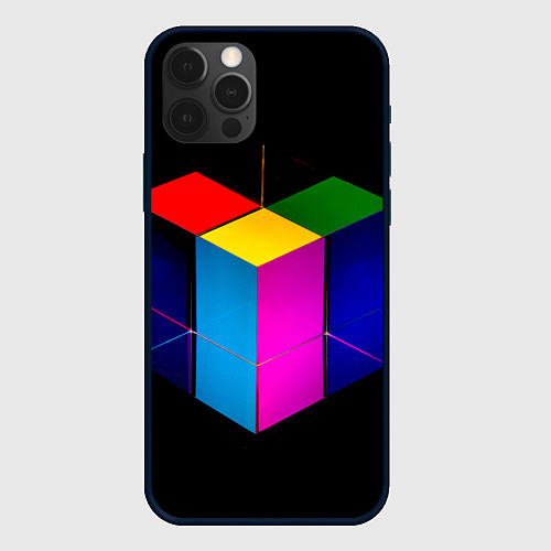 Чехол iPhone 12 Pro Многосторонний цветной куб / 3D-Черный – фото 1