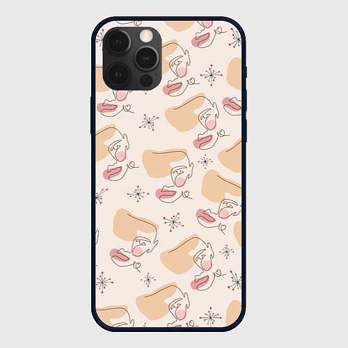 Чехол iPhone 12 Pro Силуэт лица - абстракция / 3D-Черный – фото 1