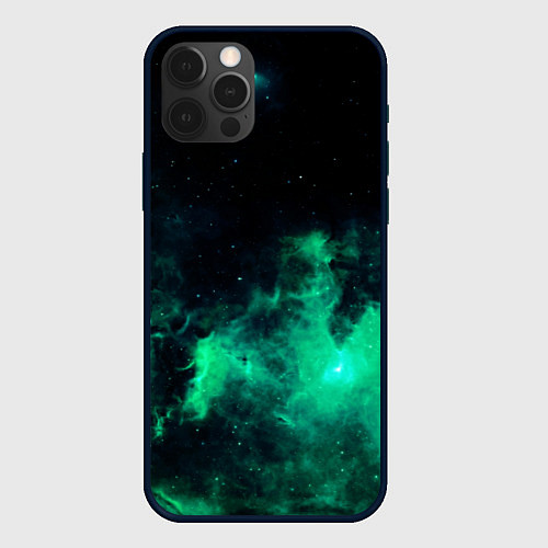 Чехол iPhone 12 Pro Зелёная галактика Midjourney / 3D-Черный – фото 1