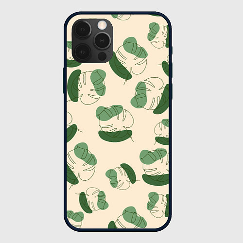 Чехол iPhone 12 Pro Монстера абстракция / 3D-Черный – фото 1