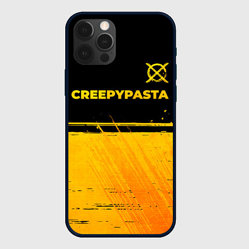 Чехол iPhone 12 Pro CreepyPasta - gold gradient: символ сверху / 3D-Черный – фото 1