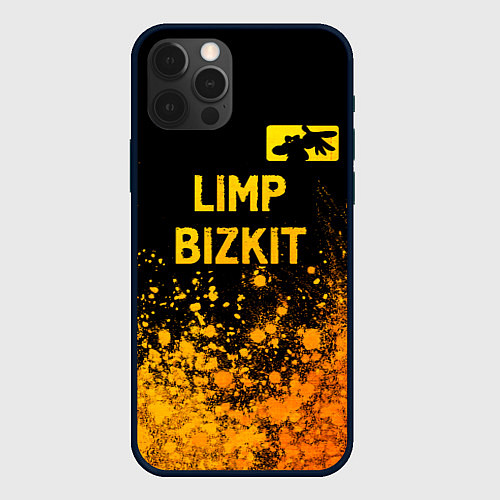 Чехол iPhone 12 Pro Limp Bizkit - gold gradient: символ сверху / 3D-Черный – фото 1